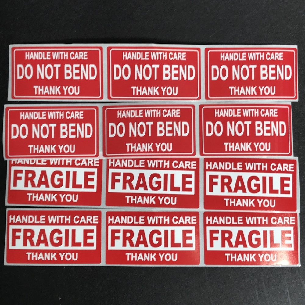 100 Red Fragile Stickers And 10p Handle With Care  Do Not Bend - Picture 4 of 6